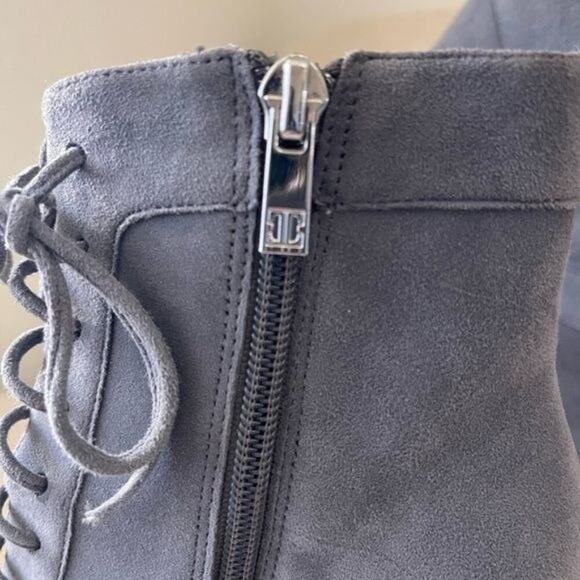 Ivanka Trump Gray Suede Retro Ankle Boots Women’s 6M Lace-Up Block Heel Side Zip - Picture 12 of 14